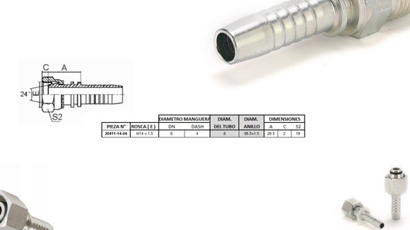 Imagen de HEMBRA RECTA M14 X 1,5-08 04 1/4'' DKO